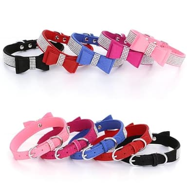 Purple Rhinestone Puppy Collar with Bow, Girl Bling Cat Collars Diamond Female Fancy Sparkly Jewelry Cute Adjustable for XXS XS Small Medium Male Boy Dog Pet Kitten Yorkie, X-Small - Image 6