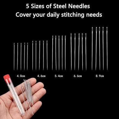 37Pcs Sewing Tool Set, Big Eye Steel Sewing Needle Kit, Threader and Needle Repair Kit Stainless Steel Needles for Hand Sewing - Image 2