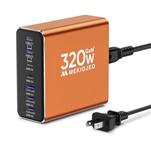 Aluminum Alloy USB C Charger GaN Charger Fast USB C Charging Station 7 Ports 65W Laptop for MacBook Pro/Air/iPad Pro/iPhone (Orange-4C3A) - Image 1