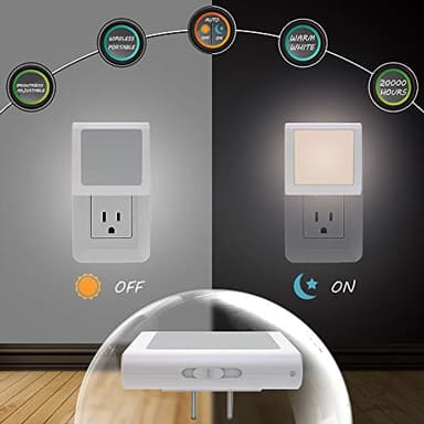 MAZ-TEK Plug in Dimmable Led Night Light with Auto Dusk to Dawn Sensor, Soft Warm White Nightlights for Hallway,Bedroom, Kids Room, Kitchen, Stairway, 4 Pack - Image 3