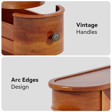 LITTLE TREE Wood End Table with 2 Drawers Sofa Side Table, No Assembly Required Vintage Slim Nightstand Bedside Table for Bedroom - Image 6