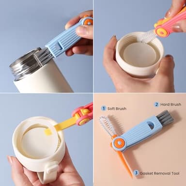 Ariseno 5-in-1 Baby Bottle Cleaner Set, Including Nylon & Silicone Bottle Brush, Cap, Straw & Nipple Brushes, BPA-Free (Grey) - Image 6