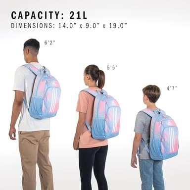 adidas Unisex Kid's Creator School Backpack for Girls & Boys — Durable Bookbag, Dazed Gradient Clear Sky/Clear Sky Blue/Pink Spark, OSFA - Image 6