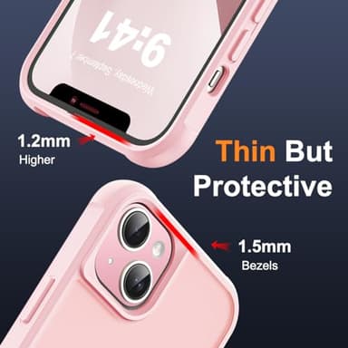 SKYLMW Compatible with iPhone 13 Case & iPhone 14 Case with Invisible Magnetic O-Ring Stand Translucent Case for iPhone 13 & 14 6.1" [Compatible with MagSafe][Great Grip Feeling], Pink - Image 6
