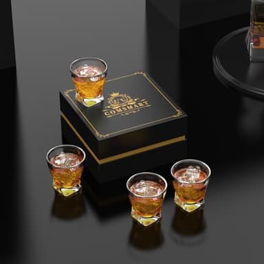 Comsmart Whiskey Glass with Luxury Box, 10 oz Crystal Old Fashioned Lowball Rocks Glasses, Gift for Men Drinking Scotch Bourbon Cocktail Liquor Vodka Malt Cognac (4) - Image 2