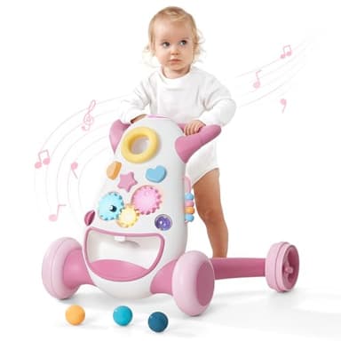 KÜB Montessori Baby Walker - Interactive Push Toy for Toddlers Learning to Walk with Soft Music & Lights, Adjustable Speed & Non-Slip Wheels, Educational Activity Center - Image 1