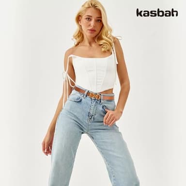 KASBAH Reversible Leather Belt for Women Two-in-One Ladies Leather Belt for Pants Jeans Dresses With Gold Buckle - Image 4