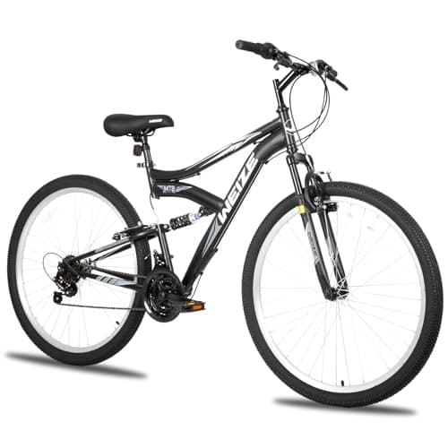 WEIZE Mountain Bike, 27.5 inch Outdoor Cycling Bike, 18-Speed/High-Carbon Steel/Dual Full Suspension, Adjustable Ergonomic Seat for Men Women Adult, MTB Bicycle with Suspension Fork, Matte Black - Image 1