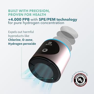 Hydrogen Water Bottle Generator - Up to 4100+ PPB - SPE/PEM Technology - Certified H2 Generator - Portable Athletic Performance & Hydration System - 6-Hour Hydrogen Retention, 10 oz (Pink) - Image 3