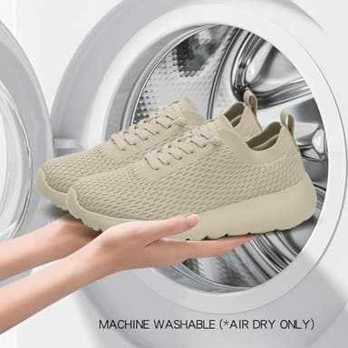 Women's Ultra Soft Walking Shoes Comfortable Breathable Cushioned Sneakers for Running Gym Tennis and Travel Beige - Image 9