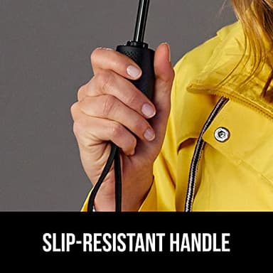 GORILLA GRIP Strong Stick Umbrella for Rain, Compact Travel One-Click Automatic Open Close, Lightweight, Portable, US Designed Reinforced Fiberglass Ribs, Wind Resistant, Easy Collapse, Black - Image 7