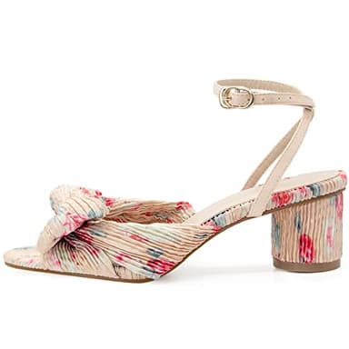MUCCCUTE Women's Bow Knot Heeled Sandals Ankle Buckle Strap Chunky Heeled Open-toe Comfortable Wedding Party Fashion Heeled - Image 2