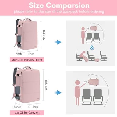 Taygeer Laptop Backpack for Women, Large Travel Backpack with 17.3 inch Laptop Compartment, TSA Friendly 40l Carry On Mochila, Daypack Business Computer Bag for Office Work Travel Essentials, Pink - Image 7