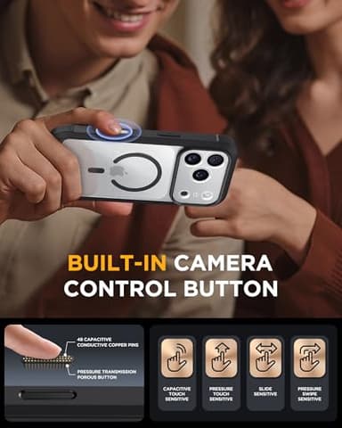 Miracase Magnetic for iPhone 17 Pro Case 6.3" [Compatible with MagSafe] Full-Body Phone Case with Built-in Glass Screen Protector & Camera Control,Drop Proof iPhone 17 Pro Cover, Black - Image 3