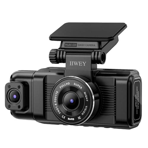 iiwey N7 3 Channel Dash Cam Front and Rear Inside 3K+1080P+1080P with 128GB SD Card, 5GHz WiFi, Rotatable Side Camera for Car, 24/7 Recording, IR Night Vision, G-Sensor, Parking Mode - Image 1