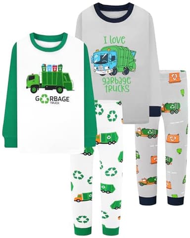 DAUGHTER QUEEN Boys Pajamas 18-24 Months Garbage Truck PJs Cotton Long Sleeve Pj Sets Baby Toddler Sleepwear Dump Truck Jammies Sleeping Clothes Outfits 18m/Mo 24m/Mth - Image 1