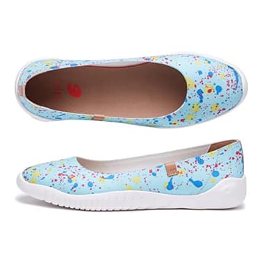 UIN Women's Art Painted Knitted Ballet Flats Slip On Pointed Toe Casual Loafers Lightweight Comfort Travel Shoes Minorca Starlight Spread (7) - Image 3