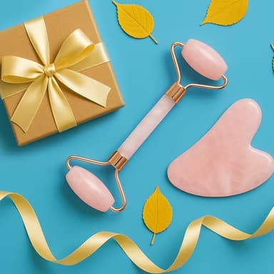 BAIMEI Jade Roller & Gua Sha, Face Roller, Facial Beauty Roller Skin Care Tools, Self Care Gift for Men Women, Massager for Face, Eyes, Neck, Relieve Fine Lines and Wrinkles - Rose Quartz - Image 2