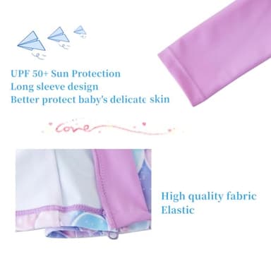 UMELOK Baby Girls' One Piece Swimsuit Infant Swimwear Rash Guard Swim Suit Full Zip with Long Sleeve UPF 50+ Sun Protection Swimsuit Scales-Purple,3Y - Image 5