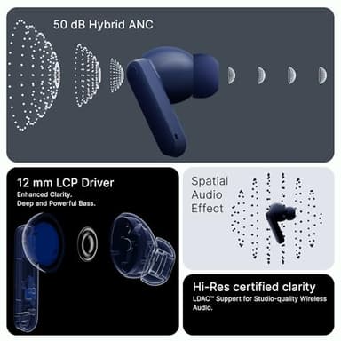 CMF Buds 2 Plus 2025 New Wireless Earbuds Adaptive Noise Cancelling, Hi-Res Audio Bluetooth Headphones, 12mm Drivers for Deep Bass, 50dB ANC 61.5H Playtime, Sport Ear Buds with 6 Mics, Light Grey - Image 4