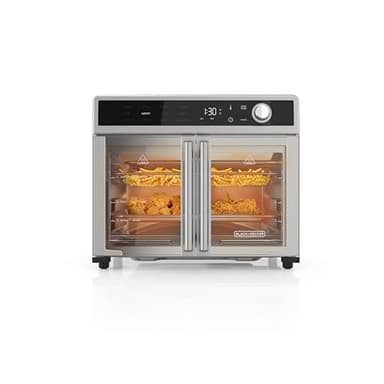 BLACK+DECKER Crisp 'N Bake Air Fryer Toaster Oven Combo, 12 in 1 Countertop Convection Oven Cooks Food Fast, Fits a Whole Pizza or 6 Toast Slices, French Doors with Stainless Steel Finish - Image 2