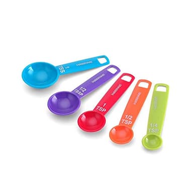 Farberware Set of 5 Measuring Spoons, Perfect for Measuring Both Wet and Dry Indgredients, Includes Detachable Ring for Optimal Storage and Organization, Dishwasher Safe, Assorted - Image 3