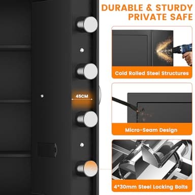 7.0 Cuft Large Fireproof Safe Box, Home Safes Water and Fireproof, Security Box with Digital Keypad, 3 Removable Shelves, Smart Alert and Sensor Light, Safes for Money Jewelry Valuables - Image 2