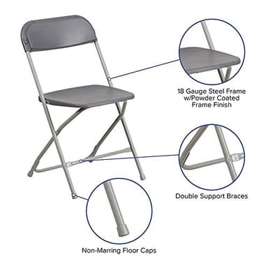 Flash Furniture Hercules Series Plastic Folding Chairs for Parties and Weddings, Stackable Commercial Event Seats, Set of 10, Gray - Image 7
