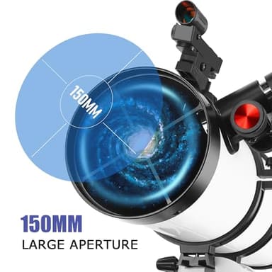 Telescope 150EQ Astronomical Reflector Telescopes for Adults,Professional Manual Equatorial Telescope for Beginners.Comes with 2X Barlow Lens Phone Adapter,Stainless Tripod and Moon Filter - Image 2