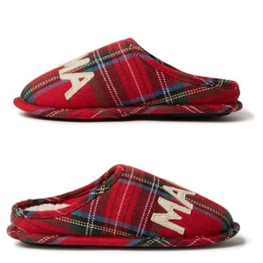 Dearfoams Women's Gifts for Mom Cute Cozy Mothers Day Mama Bear Slipper, Tartan Plaid, 7-8 - Image 5