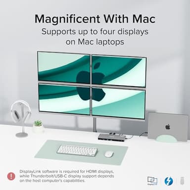 Plugable Thunderbolt 4 Dock for Quad Monitors 100W, Thunderbolt Docking Station Connects up to Four 4K Monitors for Windows and Mac Laptops, 2x HDMI, 4x Thunderbolt 4/USB C, Driver Required TBT-6950PD - Image 3