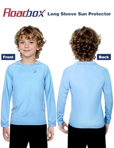 Roadbox Boys UPF 50+ Rash Guard Swim Shirt, Kids Long Sleeve Sun Protection Shirts, Youth UV Athletic Beach Rashguard - Image 2
