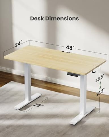 Marsail Electric Standing Desk, Adjustable Height Stand up Desk, 48 x 24 Inches Sit Stand Home Office Desk, Computer Desk, Maple - Image 6