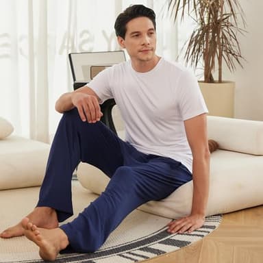 BAMBOO COOL Mens Pajama Pants Sleep Lounge Bottoms Soft Comfy Long Pj Pant Sleepwear with Pockets 2 Pack - Image 5