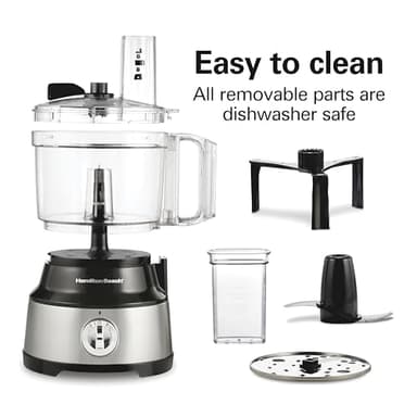 Hamilton Beach Food Processor & Vegetable Chopper for Slicing, Shredding, Mincing, and Puree, 10 Cups + Easy Clean Bowl Scraper, Black and Stainless Steel (70730) - Image 7