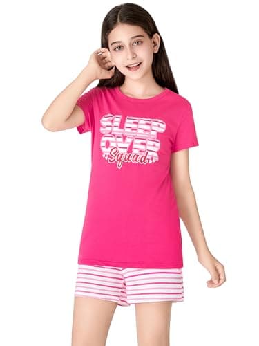 Cozchique Summer Pajamas for Girls – Fuchsia & Stripe PJS Ultra Soft Jammies Set Size 6 - Image 4