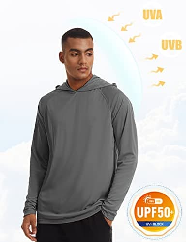 Fishing Shirts for Men - Sun Shirts with Long Sleeves, UV & Quick Dry Protection, Active Workout Shirts in Dark Grey - Image 3