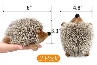 Pawaboo Plush Dog Toy, [2PACK] Non-Toxic Super Soft Faux-Fur Hedgehog Dog Toy Stuffed Biting Training Playing Toys for Dog Puppy, Brown - Image 2