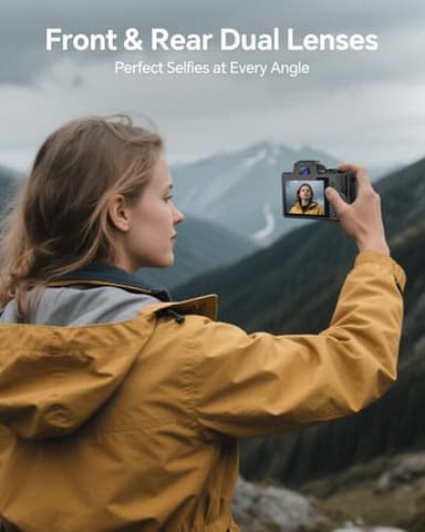 Fulealfly 8K Digital Camera for Photography, 88MP Autofocus WiFi Vlogging Camera for YouTube Video with Front and Rear Lens, Flash, Touch Screen, Lens Hood, 64GB Card, 2 Batteries(Black) - Image 3