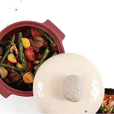 Neoflam Kiesel 2qt Non-Stick Ceramic Casserole Pot, Dutch Oven, Clay Pot, Stockpot For Stew, Soup, Steam, Scratch Resistant, Oven Safe, Heat Resistant, Plum - Image 2