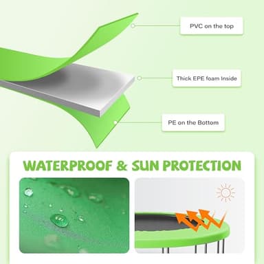 Kangaroo Hoppers Universal 8/10/12/14/15FT Trampoline Repalcement Safety Pad，Waterproof Surround Spring Foam Cover for Round Frame (Apple Green, 14FT) - Image 4