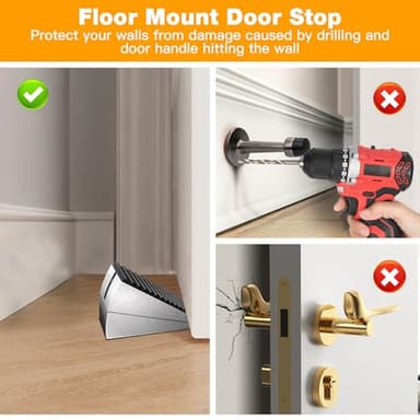 BINFEW Heavy Duty Metal Door Stop, Strongest Large Adjustable Spring Door Stopper Up to 3 inch Tall, Door Stoppers for Bottom of Door, Stainless Steel Silver Rubber Door Wedge for Any Heavy Doors - Image 7