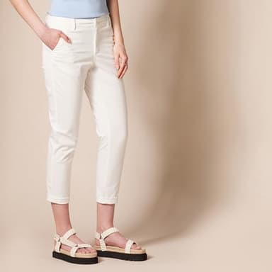 Amazon Essentials Women's Mid-Rise Slim-Fit Stretchy Cropped Tapered Leg Khaki Dress Pants (Available in Plus Size), White, 6 - Image 2