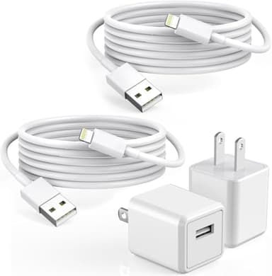 iPhone Charger,2Pack 6FT USB Wall Charger Fast Charging USB Cable Charging Cube Travel Plug Block with 6Foot Fast Cuble Lightning Cable Cord for iPhone 14 13 12 11 Pro Max XS XR X 8 7 SE2022 iPad - Image 1