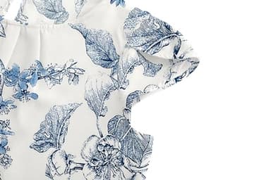 TASAMO Women Chiffon Blouse Round Neck Short Sleeve Top Shirts (Medium, LFD Blue) - Image 4
