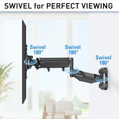 MOUNTUP Height Adjustable TV Wall Mount for 26-55 Inch TVs, Gas Spring Full Motion Articulating TV Bracket with Smooth Swivel Tilt & Safe Corner Installation, 400x400mm VESA, 11-66 lbs, Matte Black - Image 7