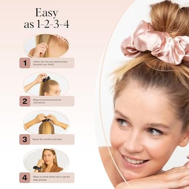 Kitsch Satin Hair Scrunchies for Women, Softer Than Silk Scrunchies for Hair - No Damage Satin Hair Ties, Ponytail Holders, 2pc (Blush/Charcoal) - Image 7
