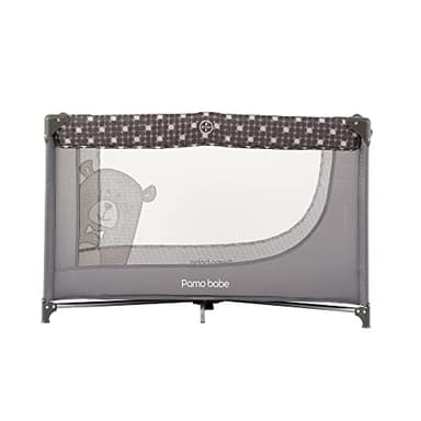 Pamo Babe Portable Crib Baby Playpen with Mattress and Carry Bag Grey - Image 6
