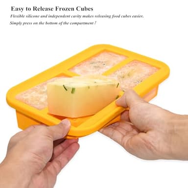 Bangp 1-Cup Silicone Freezer Trays with Lid,2 Pack,Easy-Release Silicone Freezing Tray for Soup Ice Cubes,Soup Freezer Molds,Freeze & Store Broth,Sauce,Leftovers - Makes 8 Perfect 1 Cup Portions - Image 4