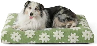 LE SURE XLarge Dog Bed-Thick Shredded Chopped Foam Pet Bed Indoor with Removable Cover, Cute Modern Fuzzy Plush & Anti Slip Bottom, Green - Image 3